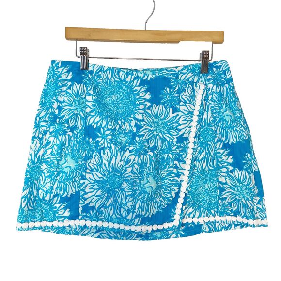 Lilly Pulitzer Skort Skirt Women's 8 Blue Mini Preppy Lion In The Sun Floral - Picture 1 of 6